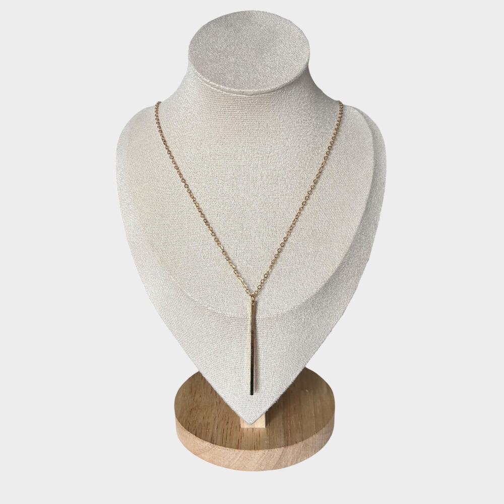 Gold Long Stick Pendant Necklace